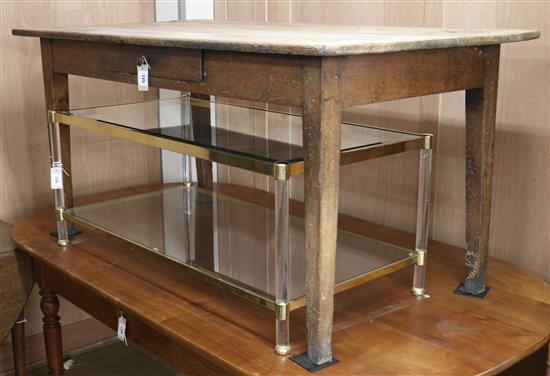 An oak farmhouse table with drawer W.150cm